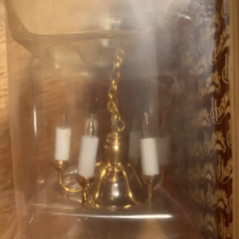 Vintage Miniature 6 Arm Brass Chandelier 1:12‎ Doll House 12V Wired